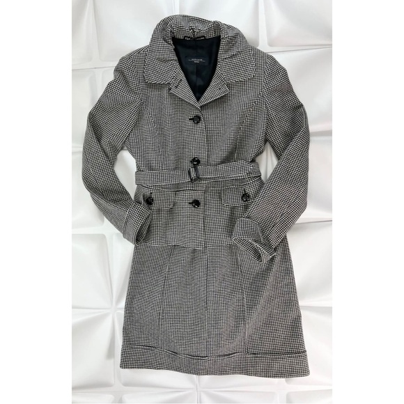 Weekend Max Mara Sz 12 8 Wool Houndstooth Peplum Belted Jacket Skirt Suit Set - Picture 3 of 13